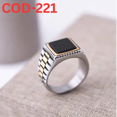 Turkish Design Black Stone Finger Ring ( COD-221)